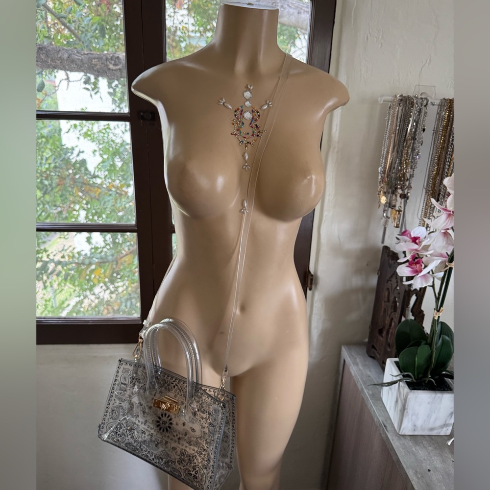 Clear Transparent Paisley Print Shoulder Bag NEW - Picture 11 of 12